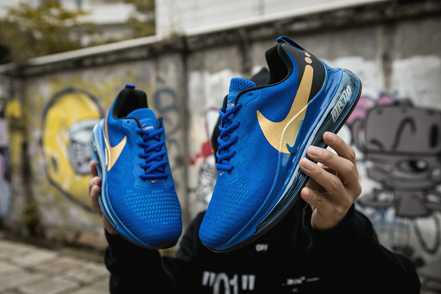 2020 Men Nike Air Max 720 Blue Gold Black Shoes